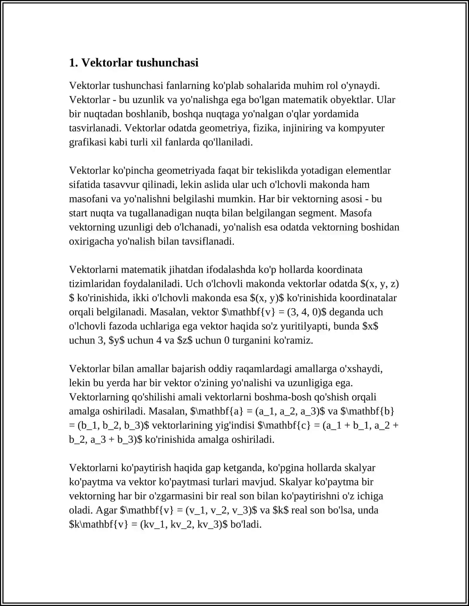 VEKTORLAR VA ULAR USTIDA CHIZIQLI AMALLAR 3