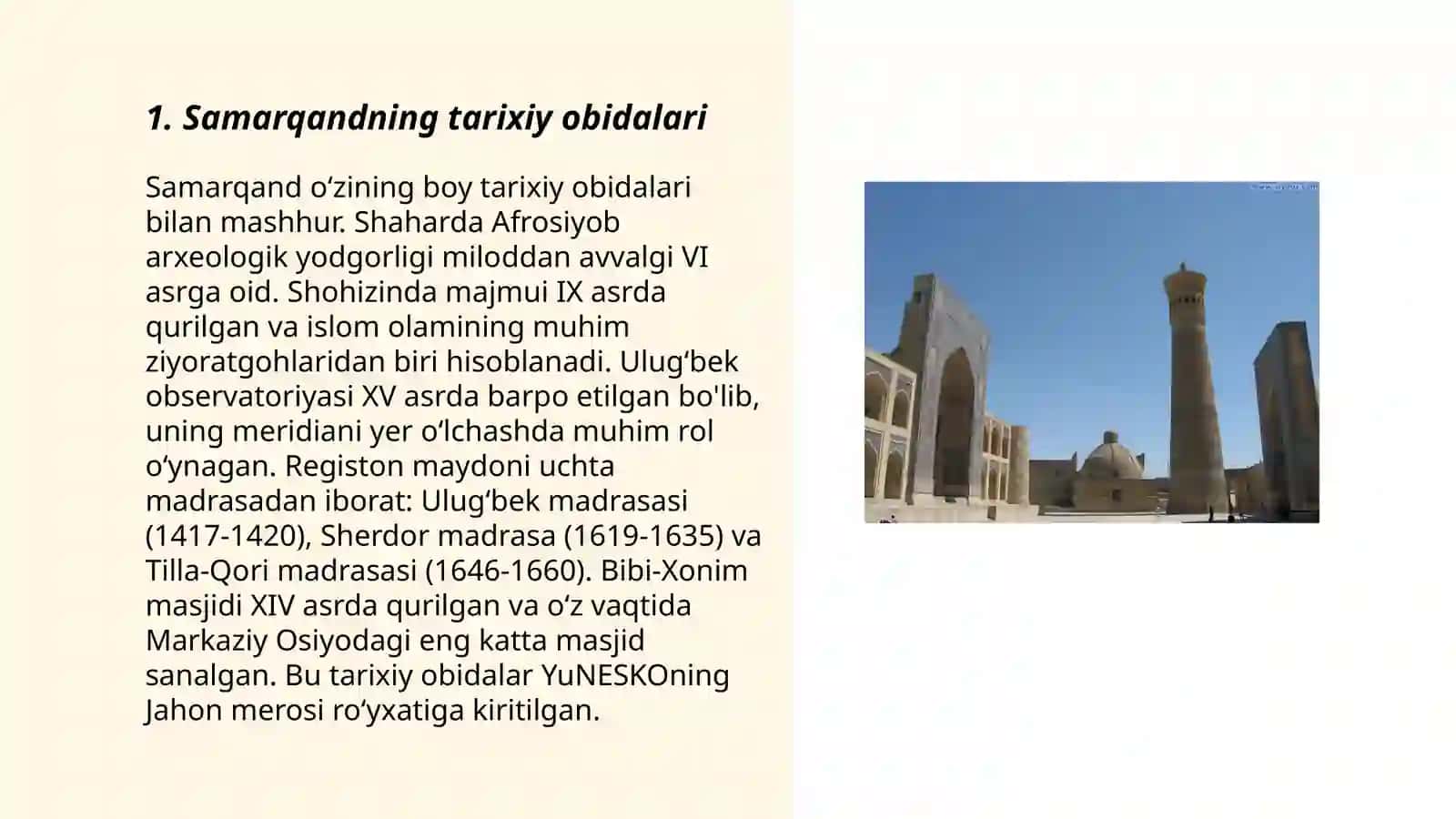 Samarqand san'at obidalari 3