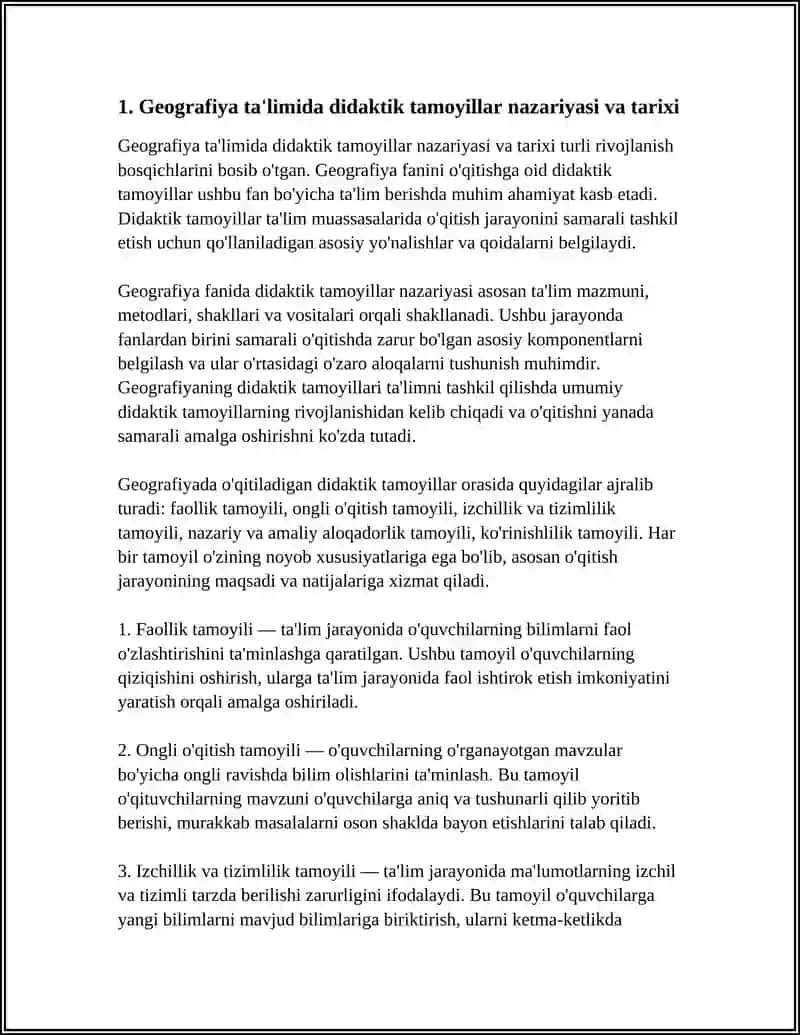GEOGRAFIYA FANIDA O'QITISHNING DIDAKTIK TAMOYILLARINI O'RGANISH VA TSHLIL QILISH 3