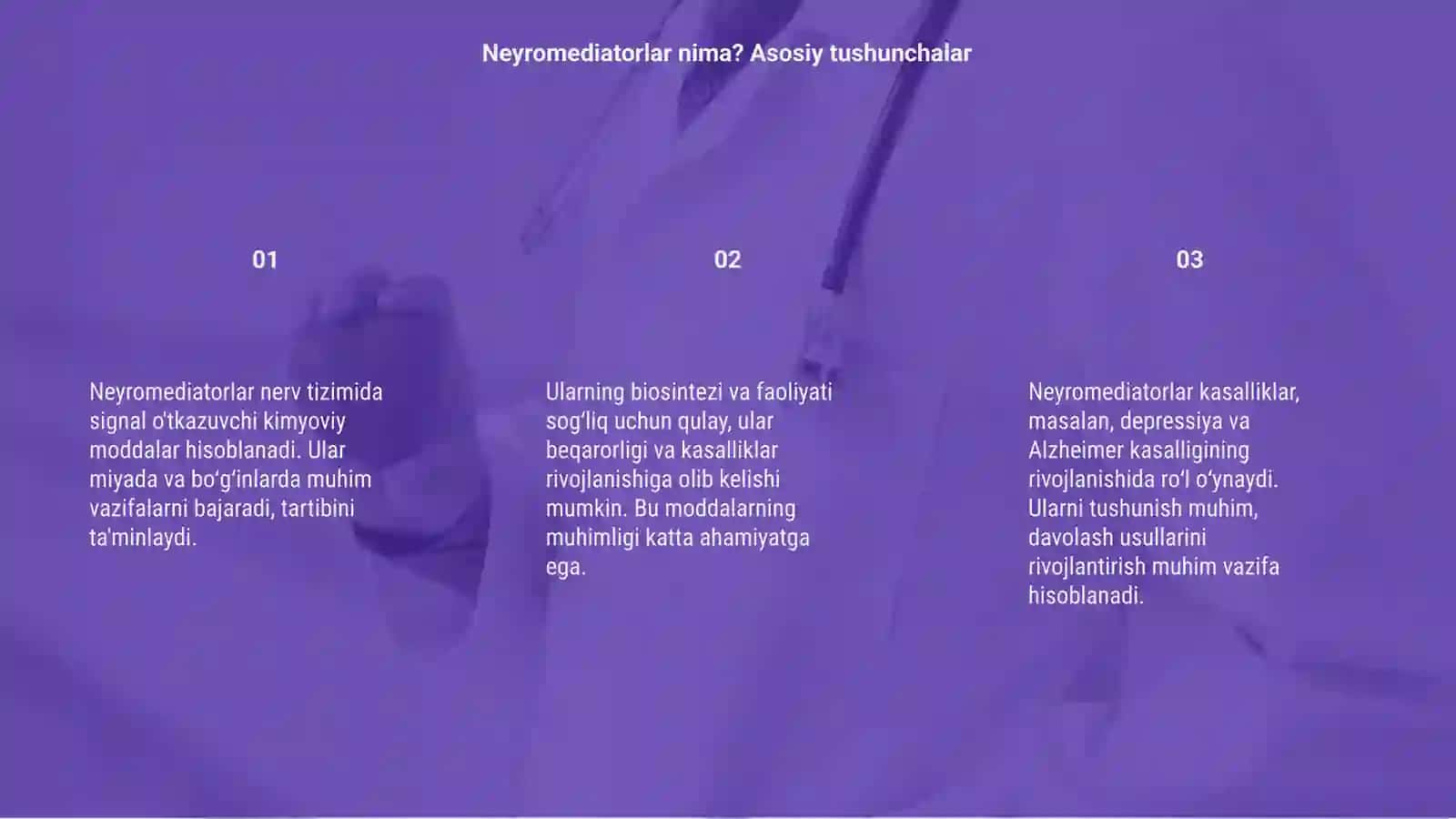 Neyromediatorlar biosintezi,ahamiyati va kasalliklar 3