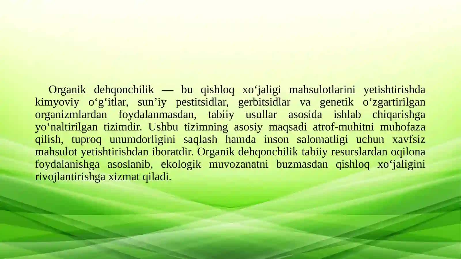 Organik dehqonchilik qilinadigan yerlarda sabzavot ekinlarini yetishtirish 3