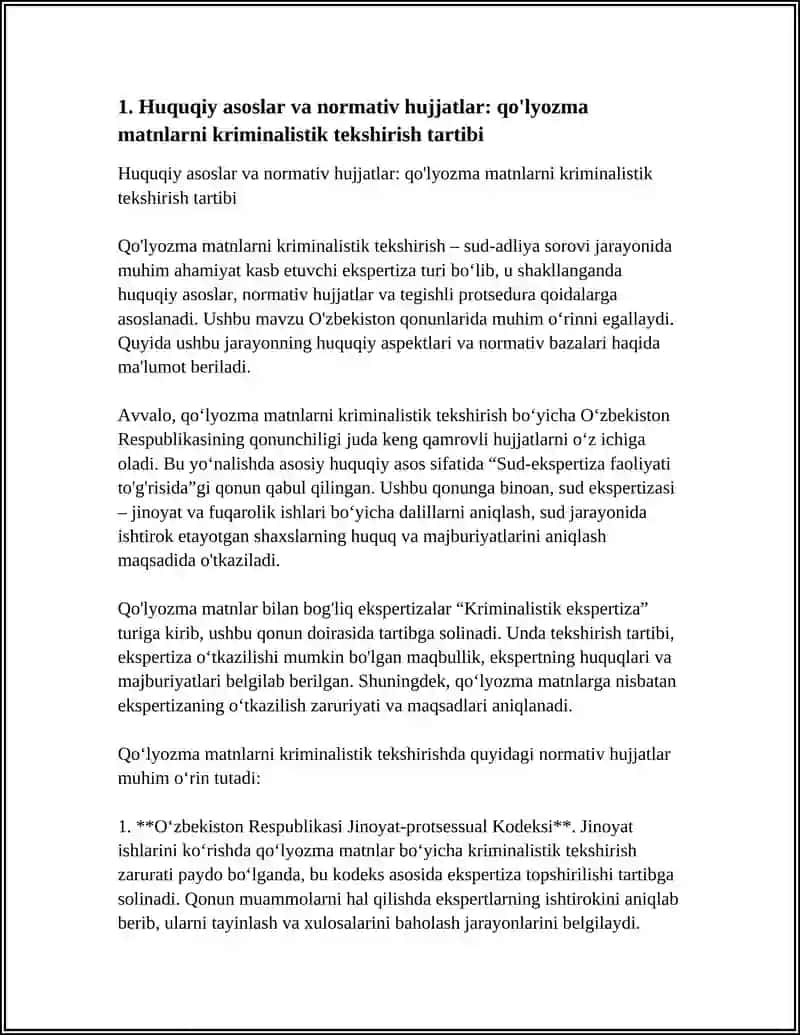 HUJJATLARNING QOʻLYOZMA MATNLARINI KRIMINALISTIK USULDA TEKSHIRISH 3