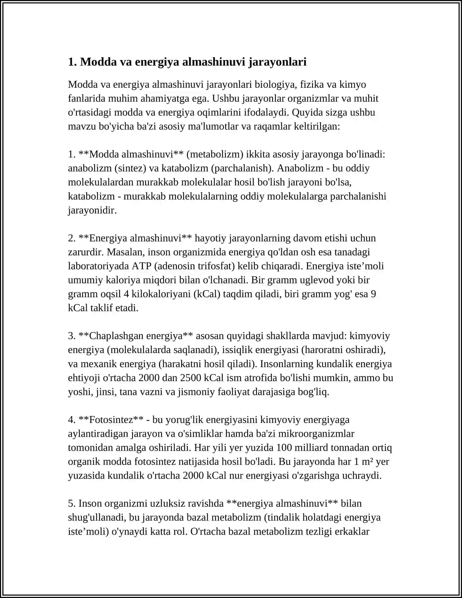 MODDA VA ENERGIYA ALMASHINUVI 3