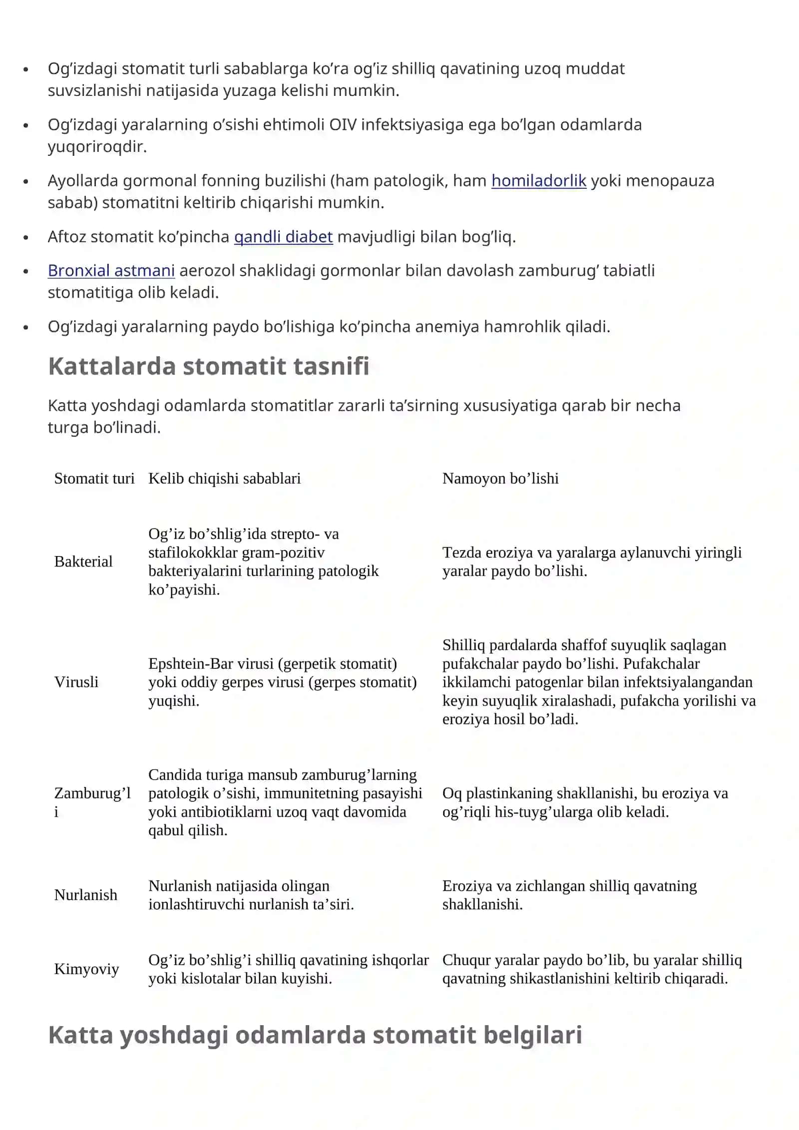 Stomatit — turlari, sabablari, alomatlari, tasnifi, davolash usullari, ma’lumotlar 3
