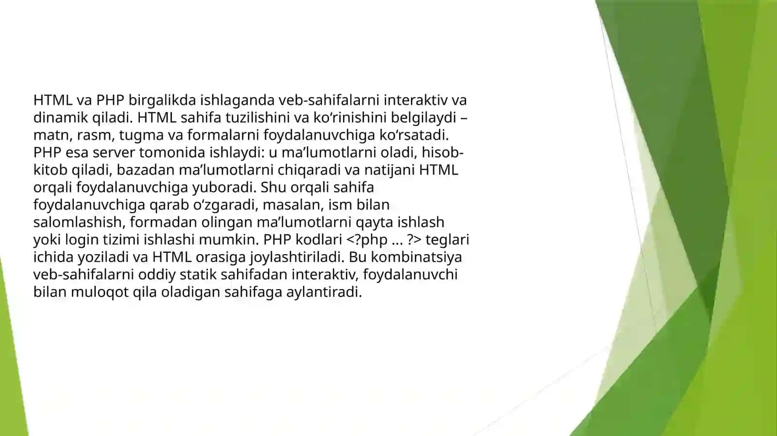 Tibbiyotda Axborot texnologiyalari fanidan “PHP tilida veb sahifa yaratish” mavzusida tayyorlangan prezentatsiyasi 3