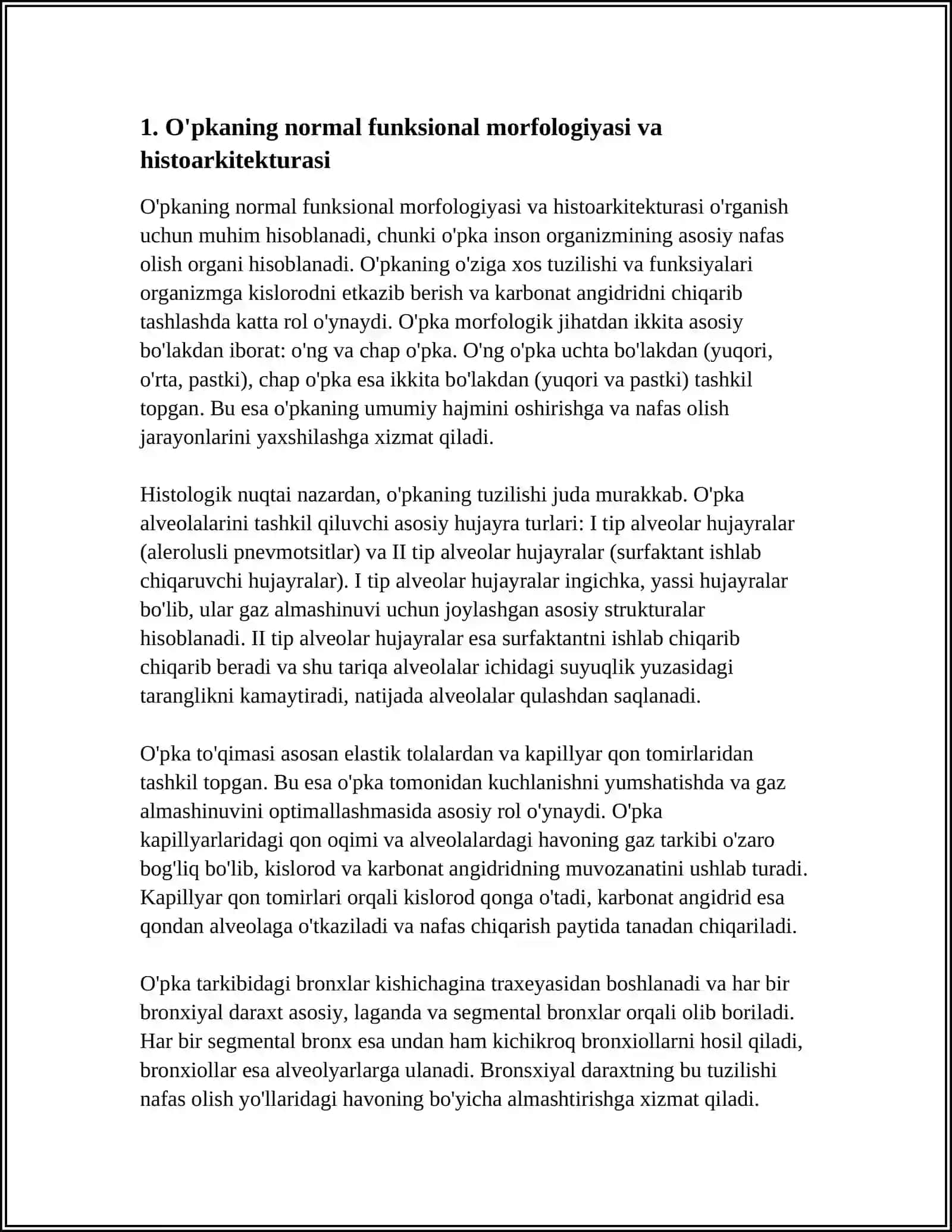 ÔPKANING FUNKSIONAL MORFOLOGIYASI.ZAMONAVIY SHAROITDA ÔPKA TUBERKULYOZINING MORFOLOGIK KÔRINISHI 3