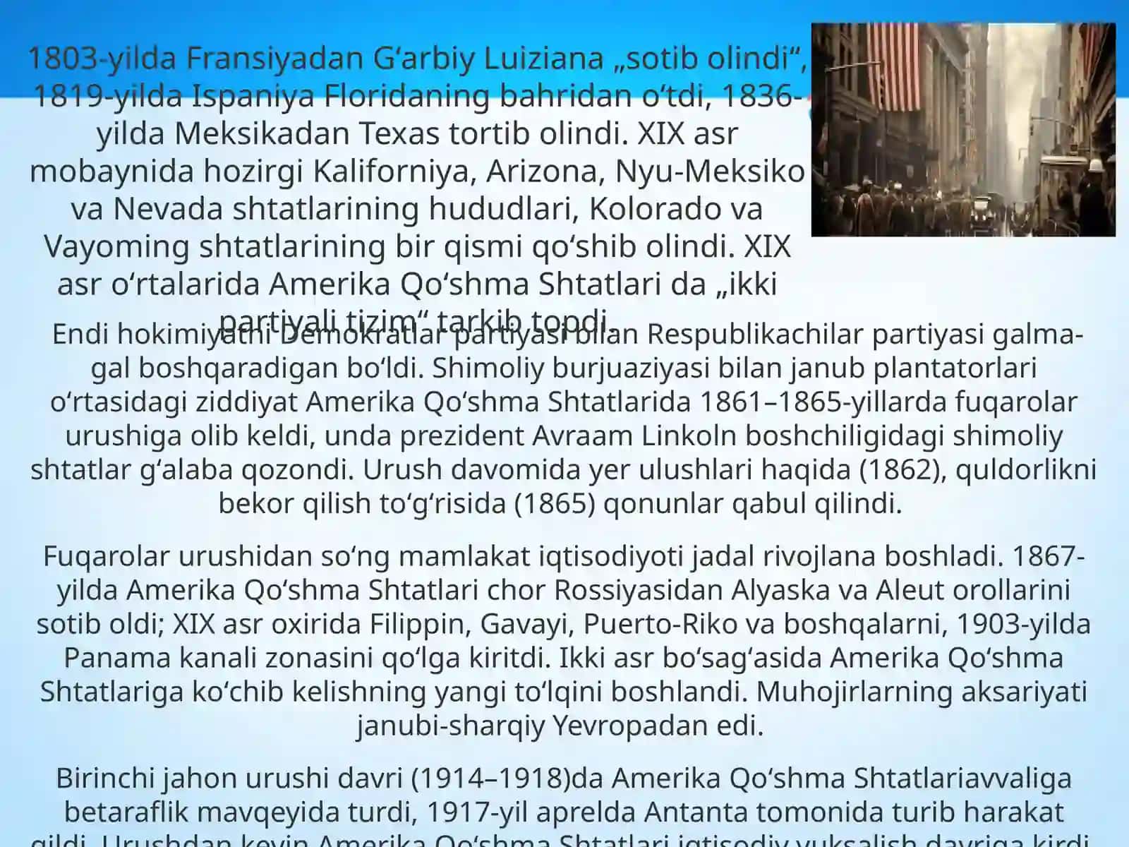 XIX – XX asr boshlarida Shimoliy va Janubiy Amerika davlatlari 3