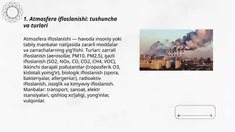 Atmosfera ifloslanishi. Ekologik toza yoqilgʻi 3