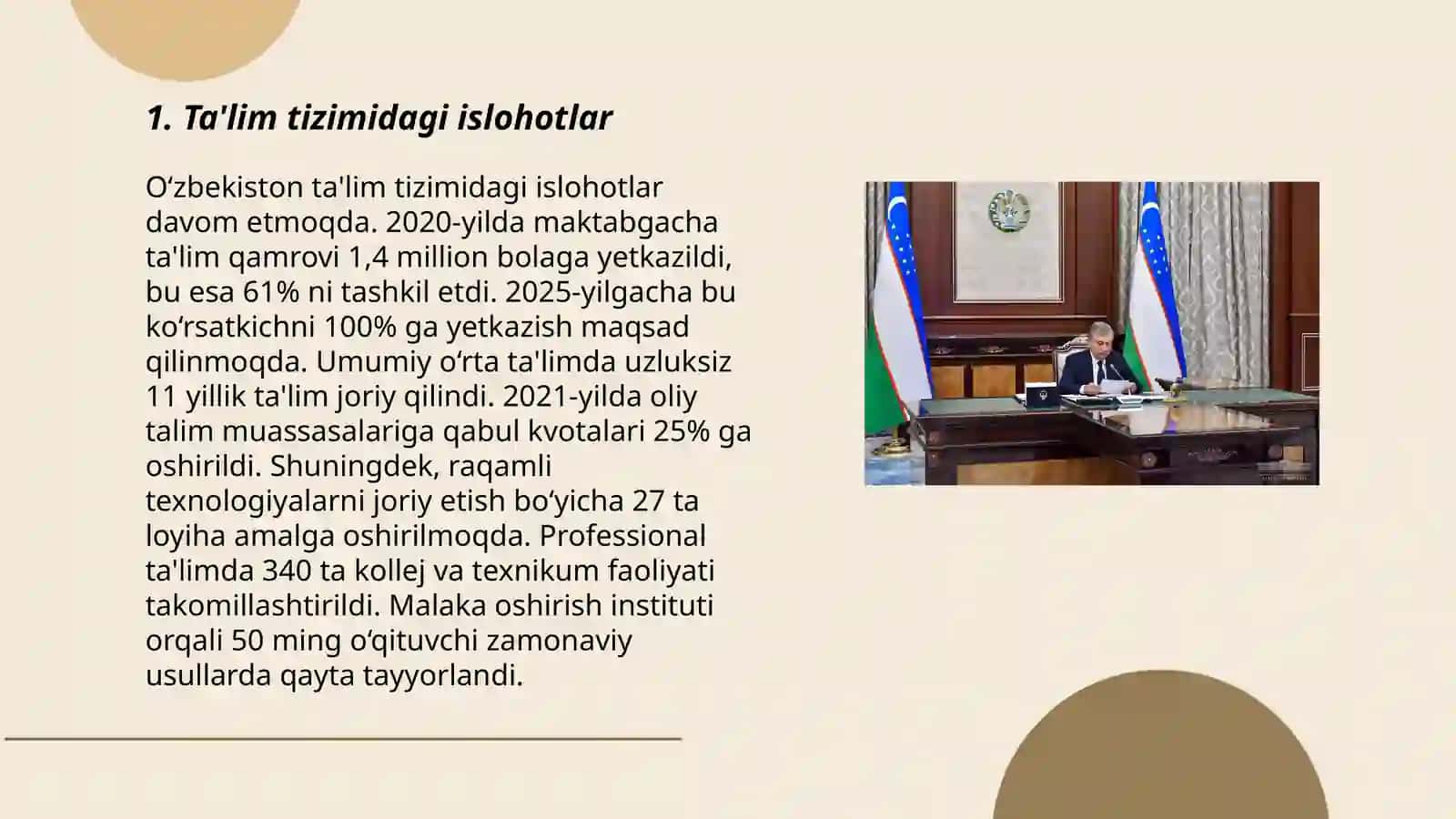 Yangi òzbekistonda prezident Sh.M.Mirziyoyev rahbarligi va tashabusi ostida amalga oshirilayotgan islohotlar 3