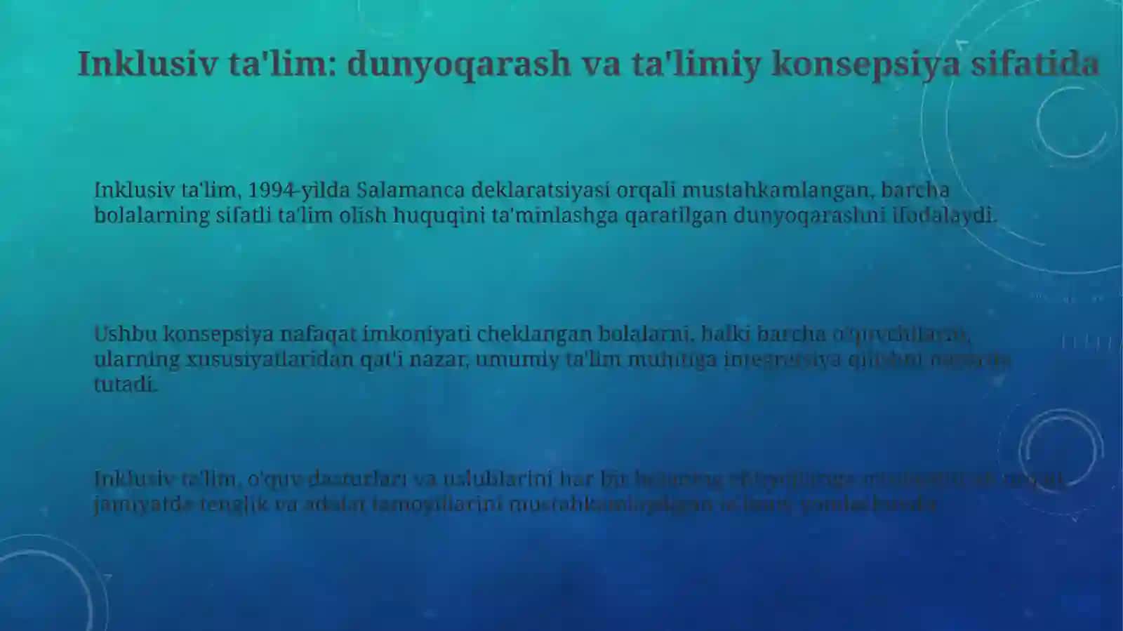 Inklyuziv taʼlim-dunyoqarash va taʼlimiy konsepsiya sifatida 3