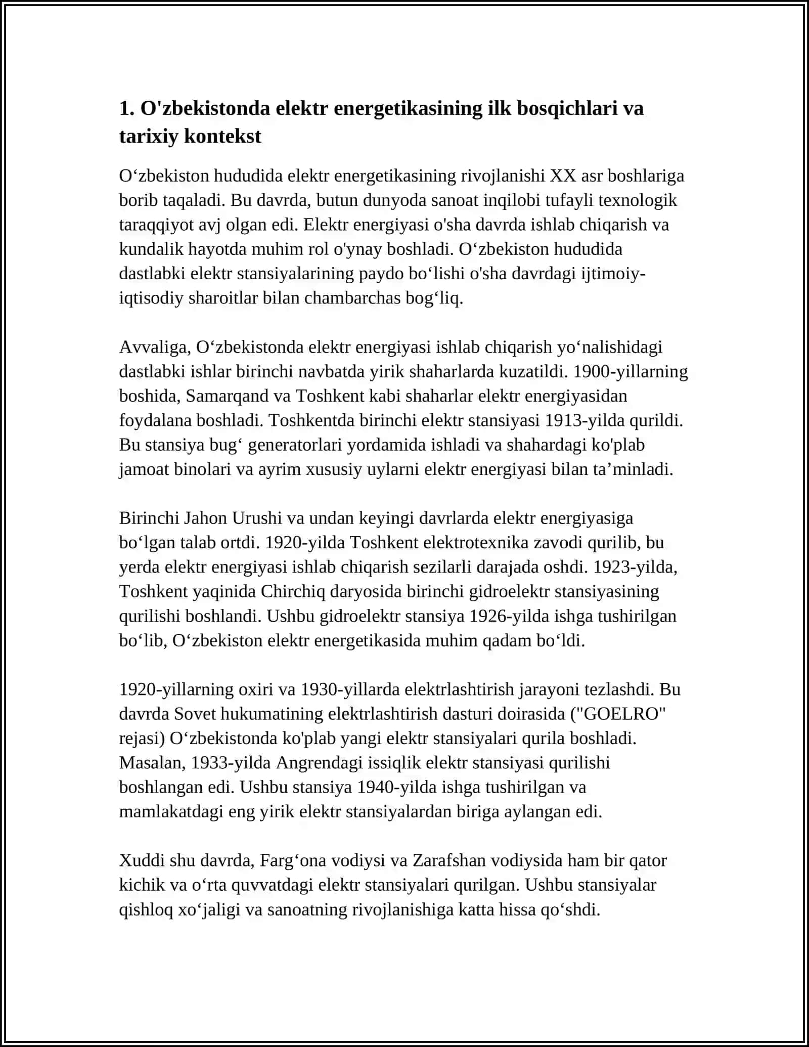 OZBEKISTONDA ELEKTR ENERGETIKANING RVOJLANISH TARIXI 3