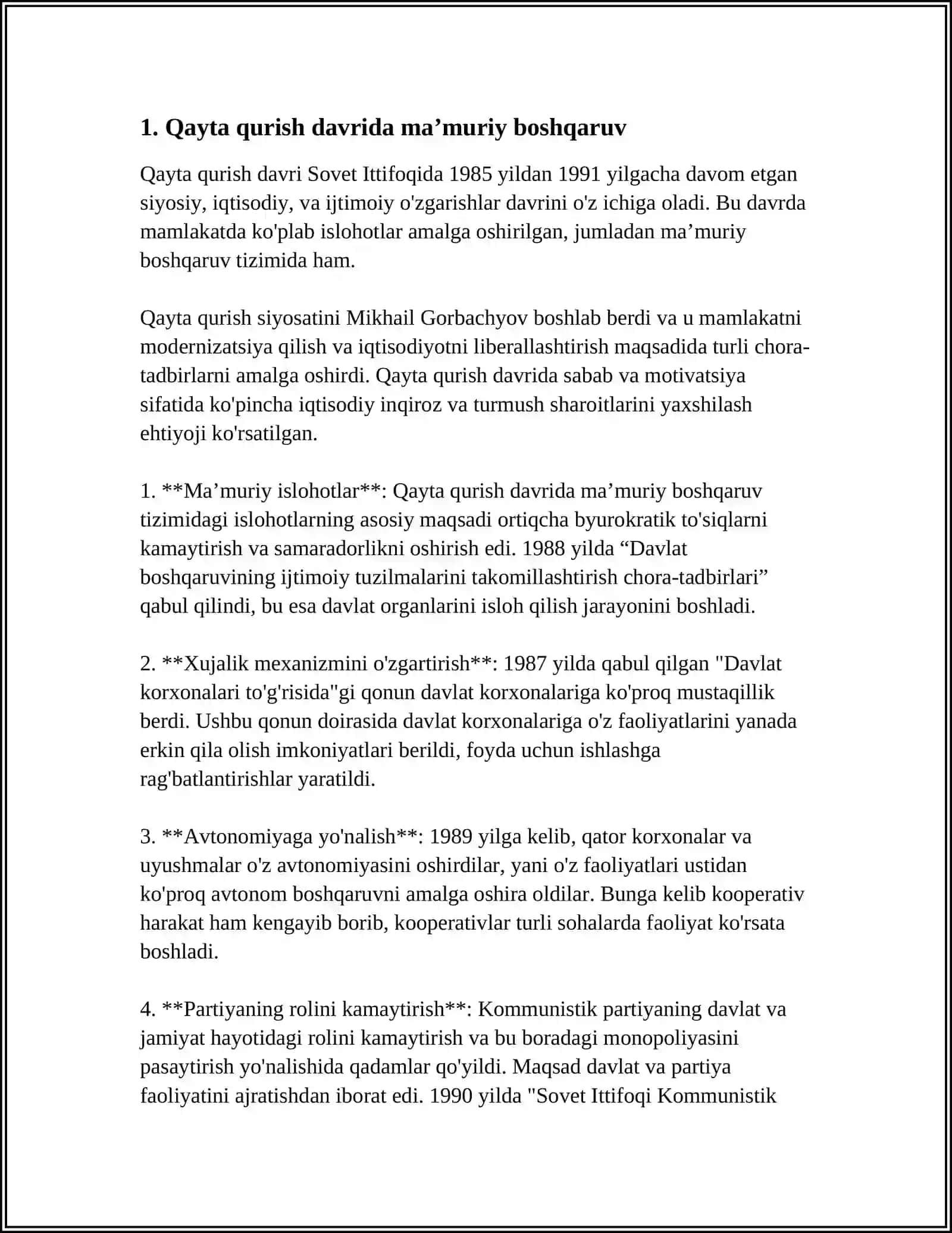 "QAYTA QURISH " YILLARIDA ÓZBEKISTONDAGI IJTIMOIY - SIYOSIY VAZIYAT 3