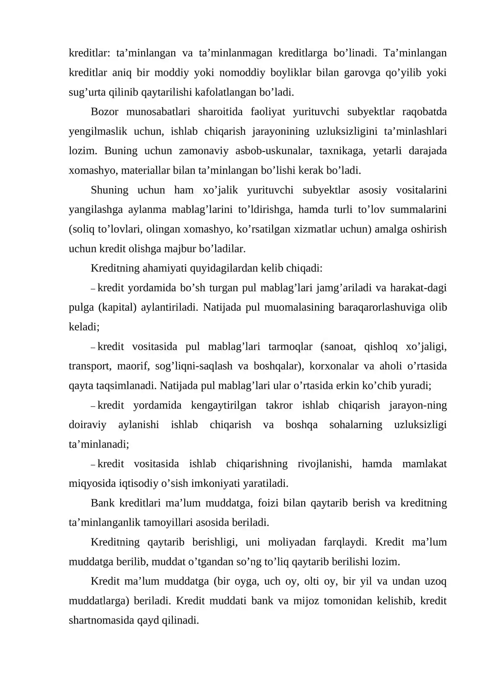 Kreditning mohiyati, ahamiyati va turlari 3