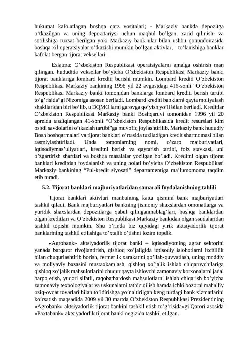 TIJОRАT BАNKLАRINING MАJBURIYATLАRI, LIKVIDLIGI VА TO’LОVGА LАYOQАTLILIGI TАHLILI 3