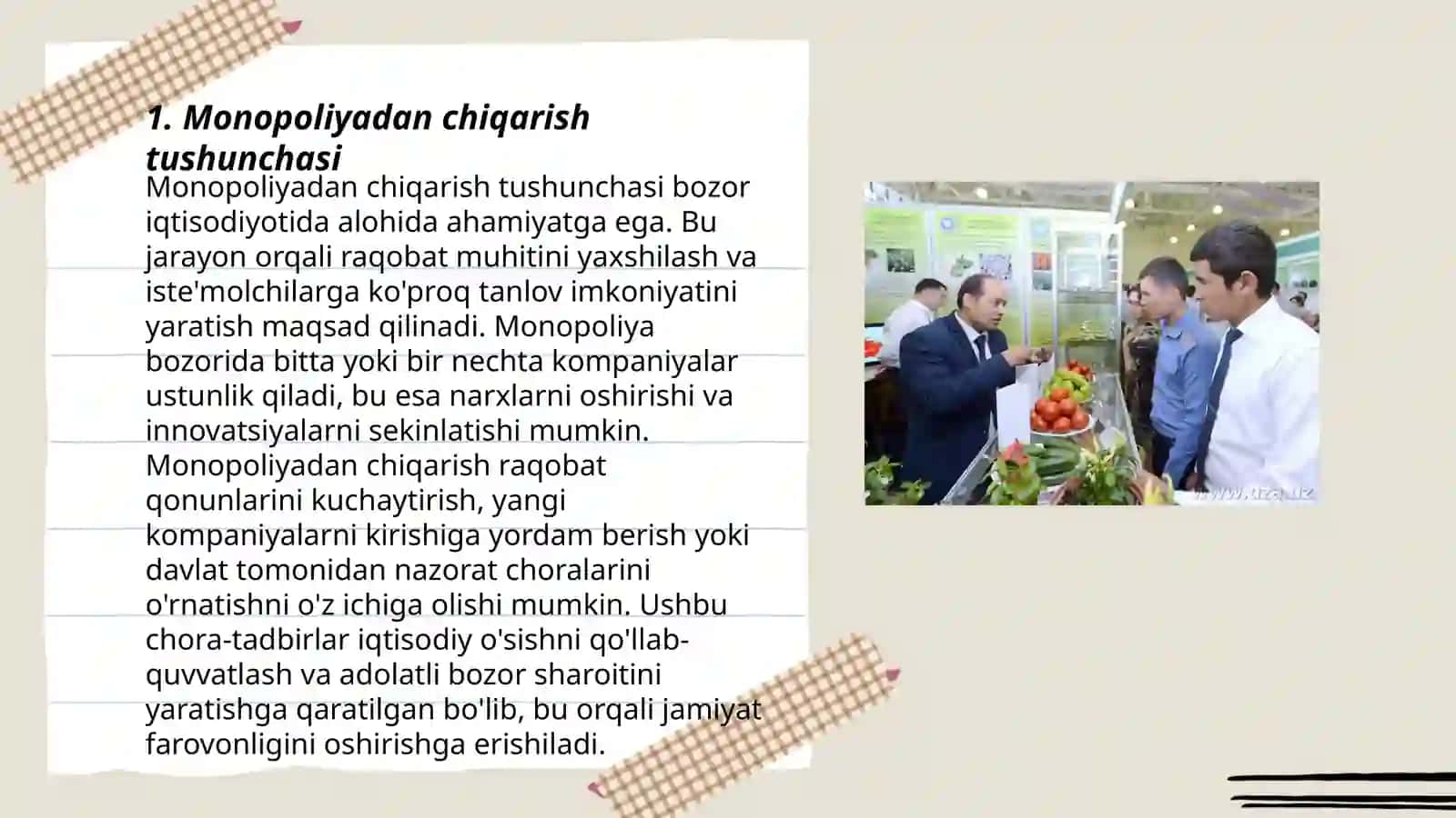 Tadbirkorlikni qo’llab-quvvatlashda O’zbekiston Respublikasi Monopoliyadan chiqarishi, raqobat va tadbirkorlikni qo’llab-quvvatlash davlat qo’mitasining vazifalari 3
