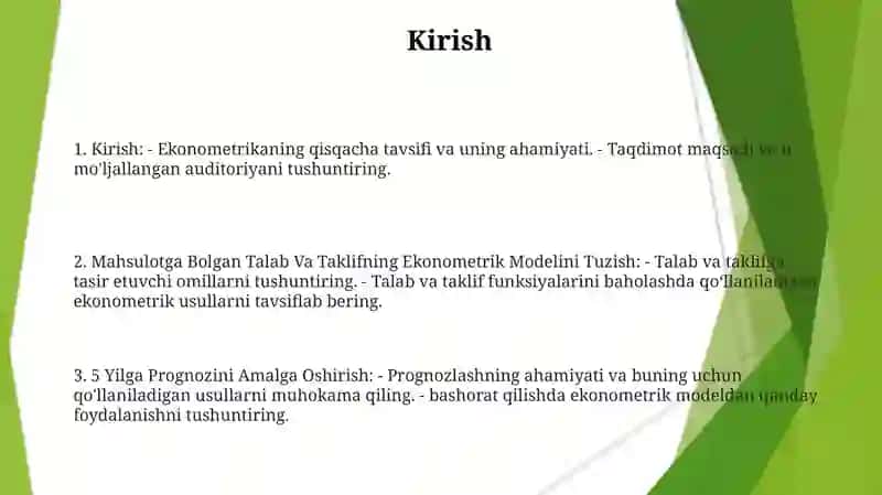 Mahsulotga Bolgan Talab Va Taklifning Ekonometrik Modelini Tuzish Va 5 Yilga Prognozini Amalga Oshirish 3