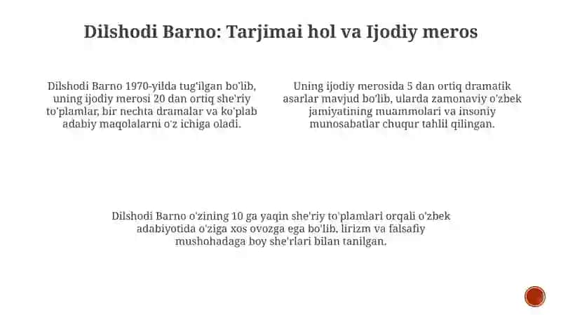 Dilshodi Barno hayoti va ijodi 3