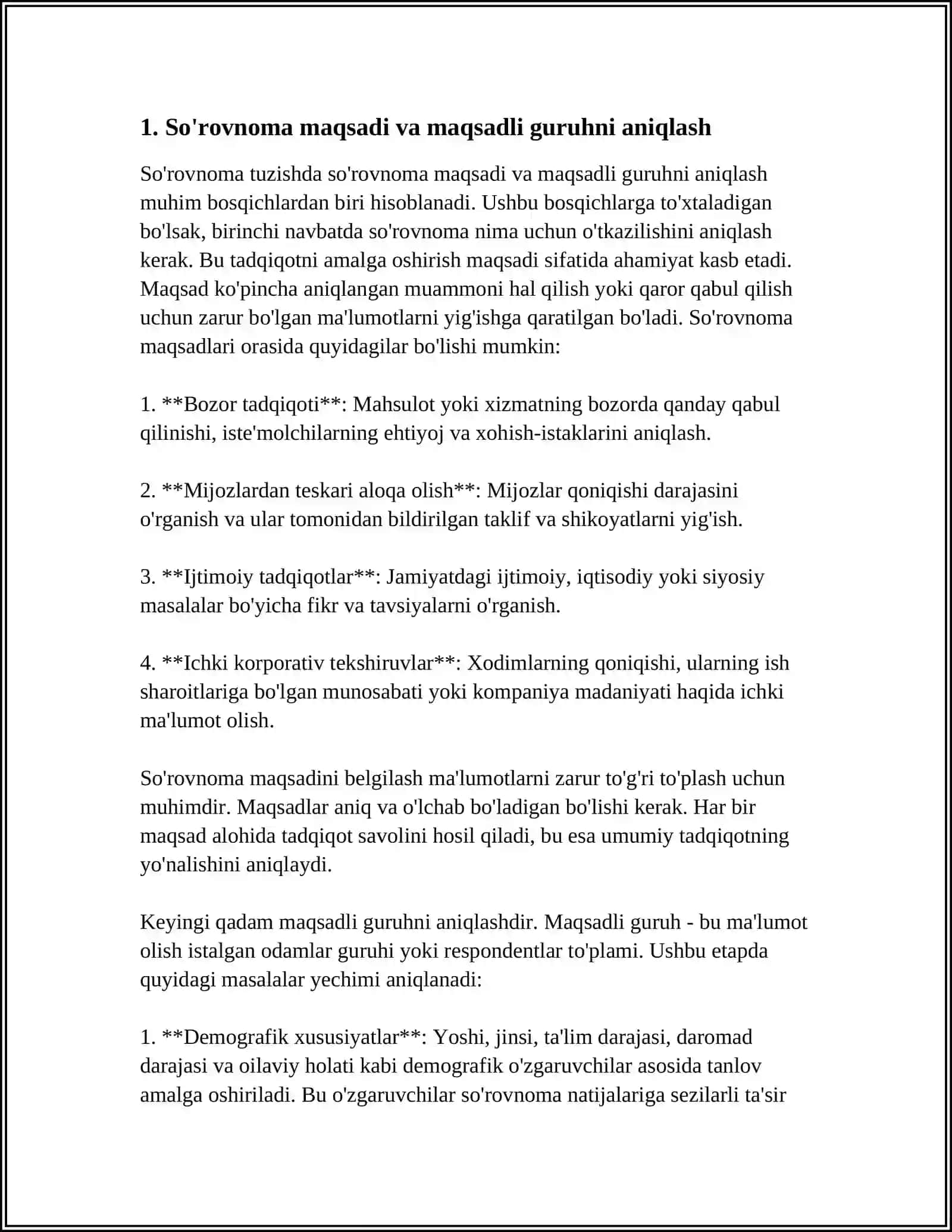 YENGIL ATLETIKA VA UNING TURLARI MAVZUSI BOʻYICHA SOʻROVNAMA ANKETA SAVOLNOMASINI TUZISH 3