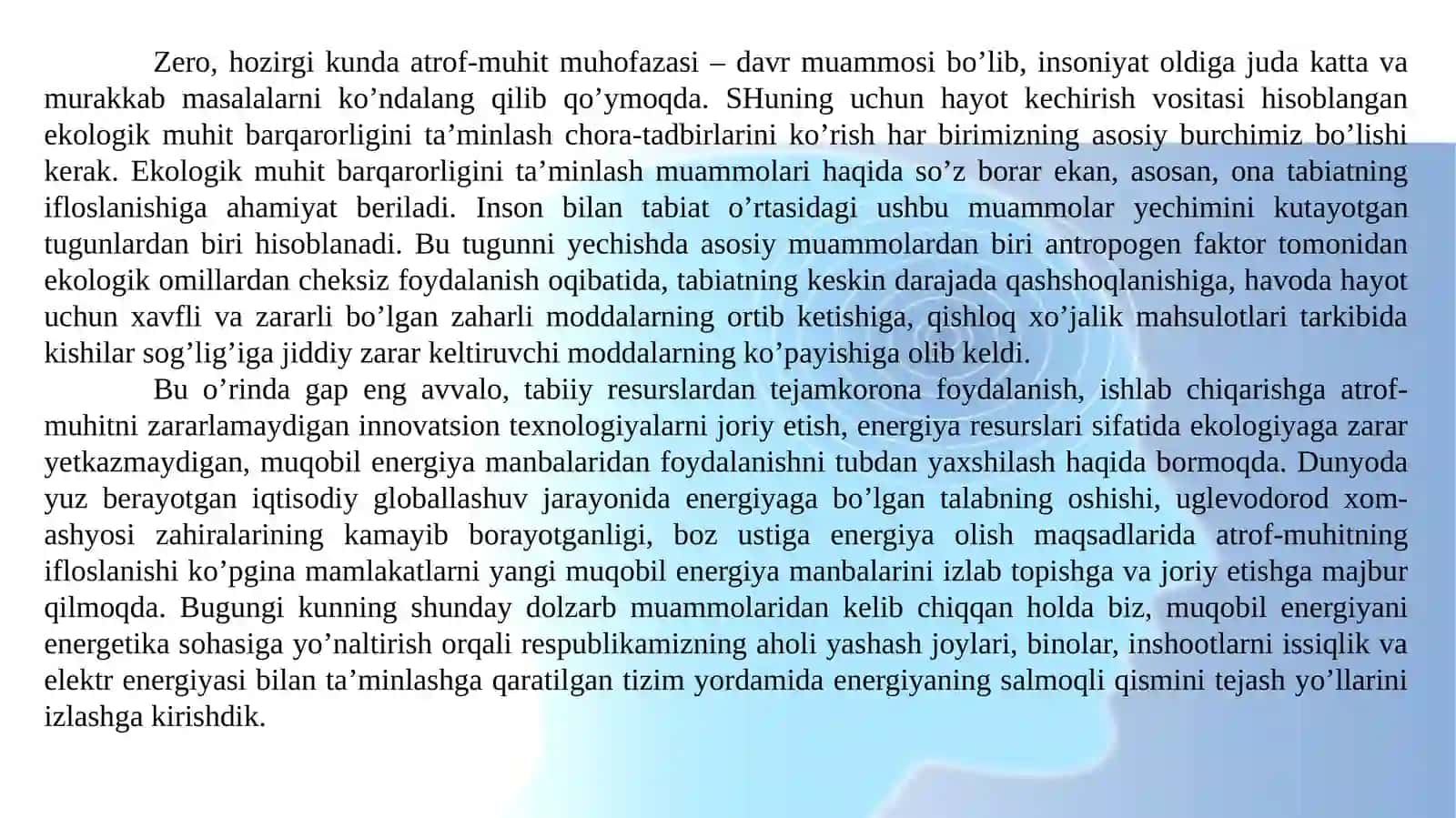 Muqobil energiyadan foydalanishning texnik shakllari 3