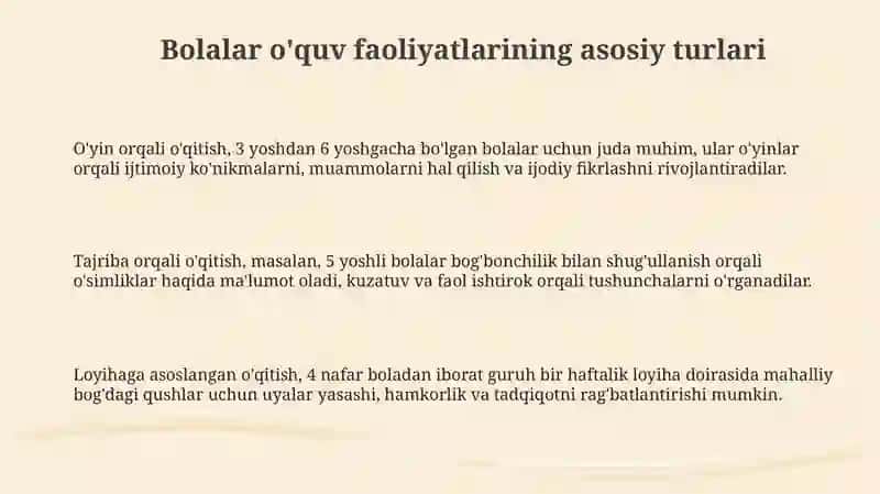 Bolalar o'quv faoliyati va ularni tashkil etish 3