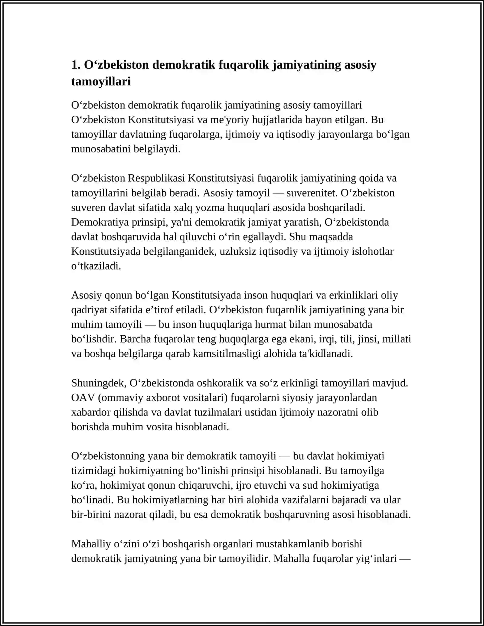 O‘zbekiston Demokratik Fuqarolik Jamiyati Asoslari 3