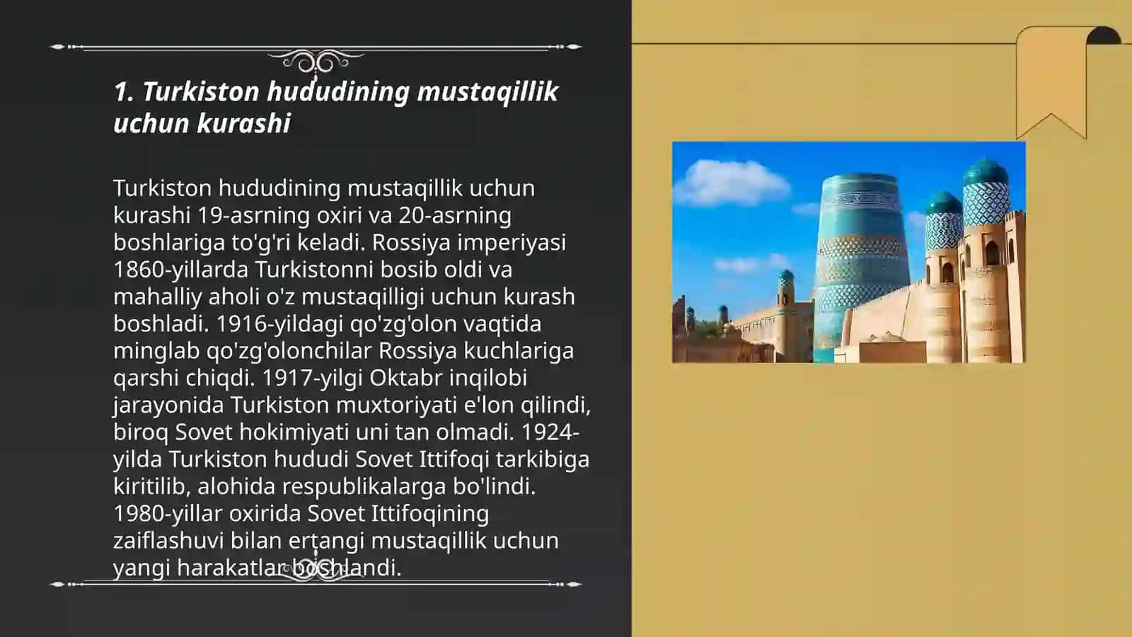 O’zbekistonda mustaqillik g’oyalarining tarixiy asoslari (Turkiston, Rossiya va mustavid sovet hukmdorligi davrida) by Boltayeva Maftuna 3
