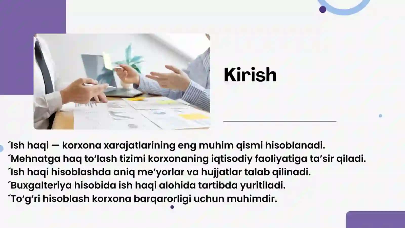 Korxonada ish haqini hisoblash buxgalterlik provodkalar 3