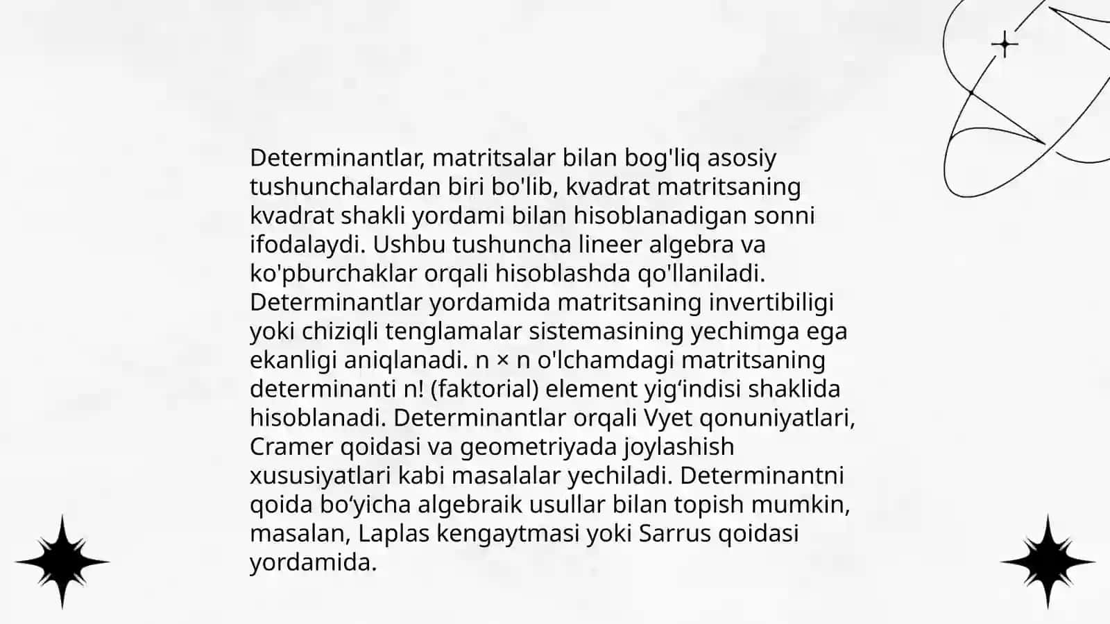 Determinant xossalari 3