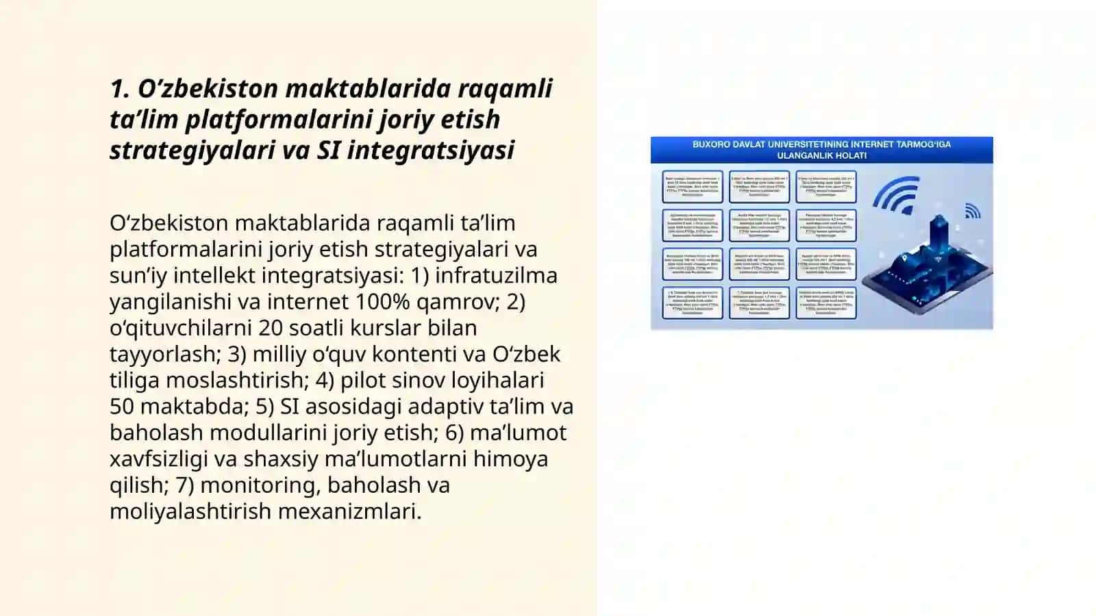 O’zbekiston ta’limida raqamli platformalar va SI integratsiyasi. Shodiyeva Dilfuza 3