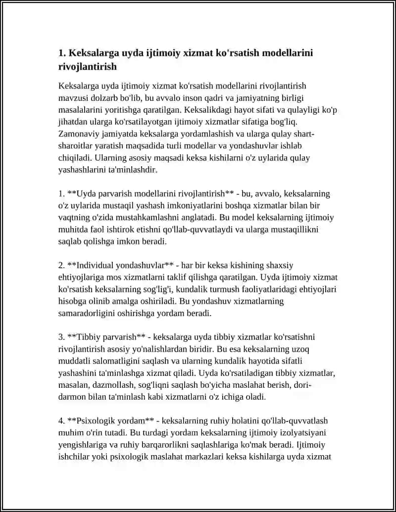 Keksalarga uyda ijtimoiy xizmat ko'rsatish modellarini rivojlantirish 3