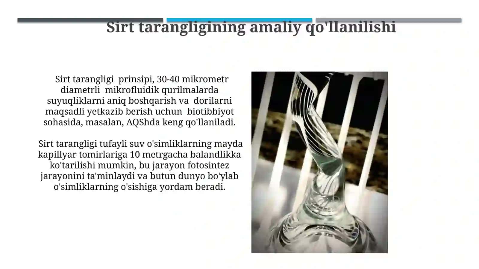 Suyuqliklarda sirt tarangligi kuchi va ishi menisk turlari gaz emboliyasi 3