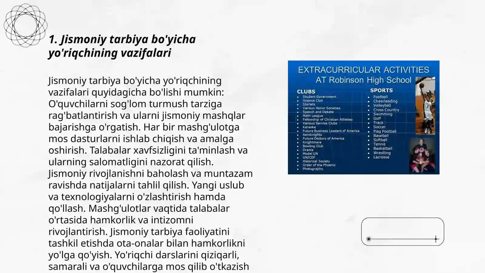 Jismoniy tarbiya bo'yicha yo'riqchini ish faoliyati 3