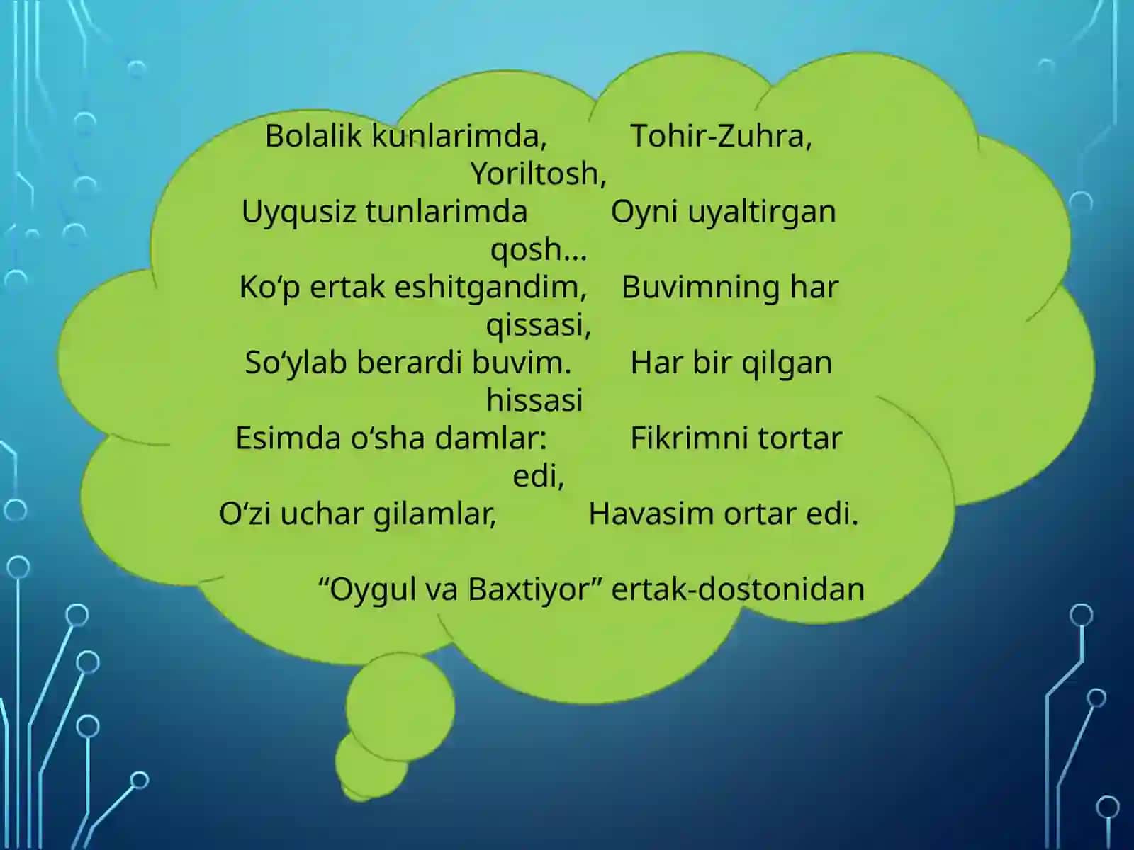 Hamid Olimjon hayoti va ijodi. “Oygul va Baxtiyor” ertak-dostoni 3