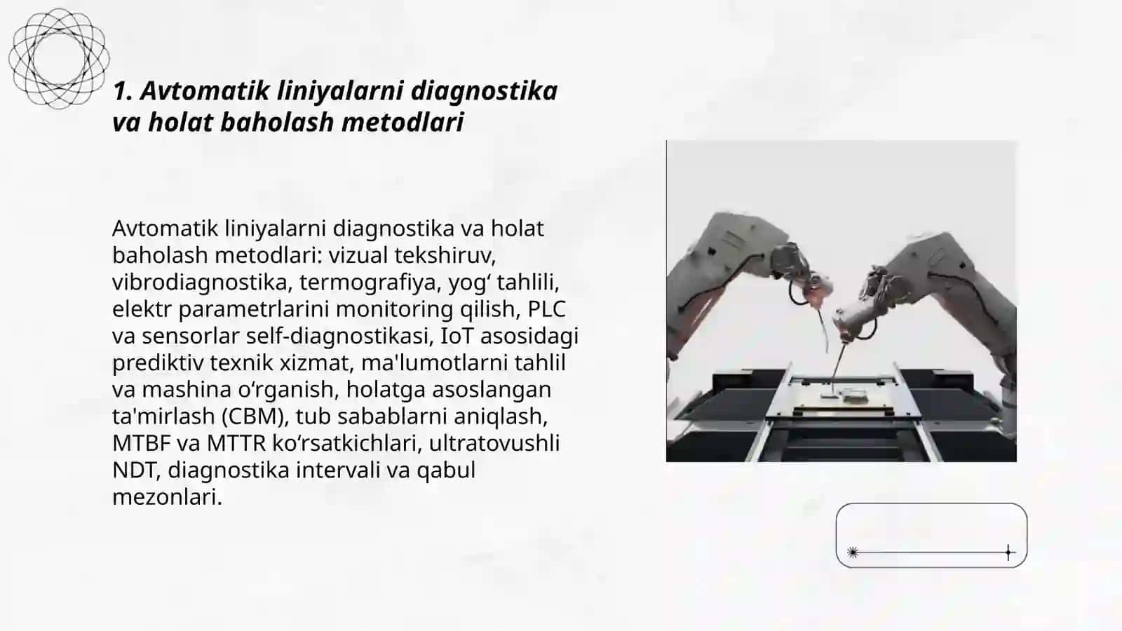 Avtomatik liniyalarni diagnostika va holat baholash metodlari 3