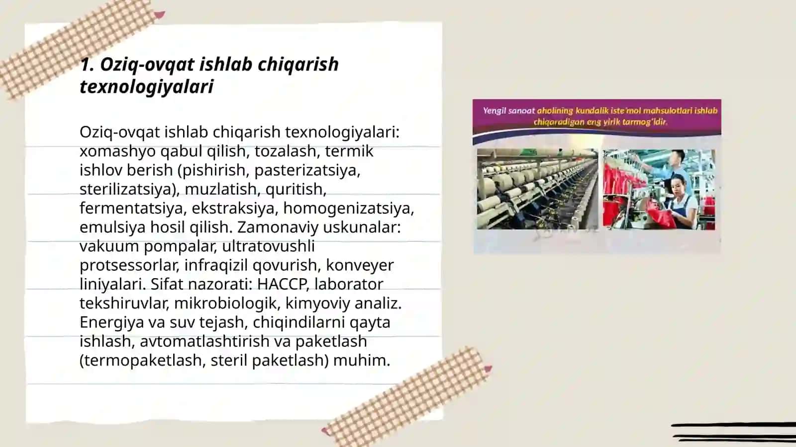 Oziq-ovqat ishlab chiqarish texnologiyalari 3