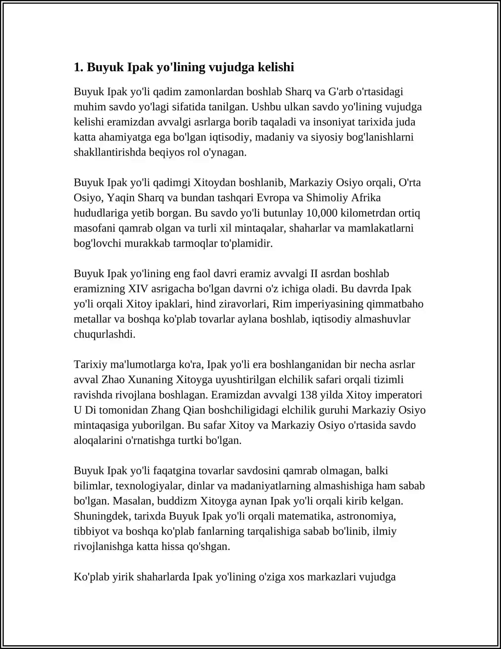 BUYUK IPAK YO'LINING SHAKILLANISH TARIXI 3