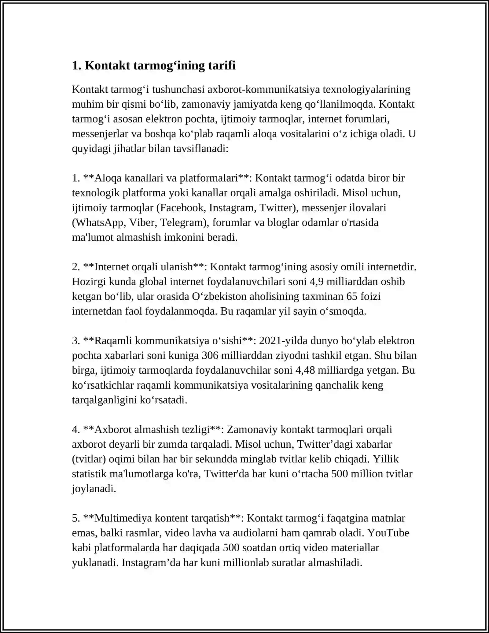 KONTAKT TARMOG'I HAQIDA UMUMIY MA'LUMOTLAR 3
