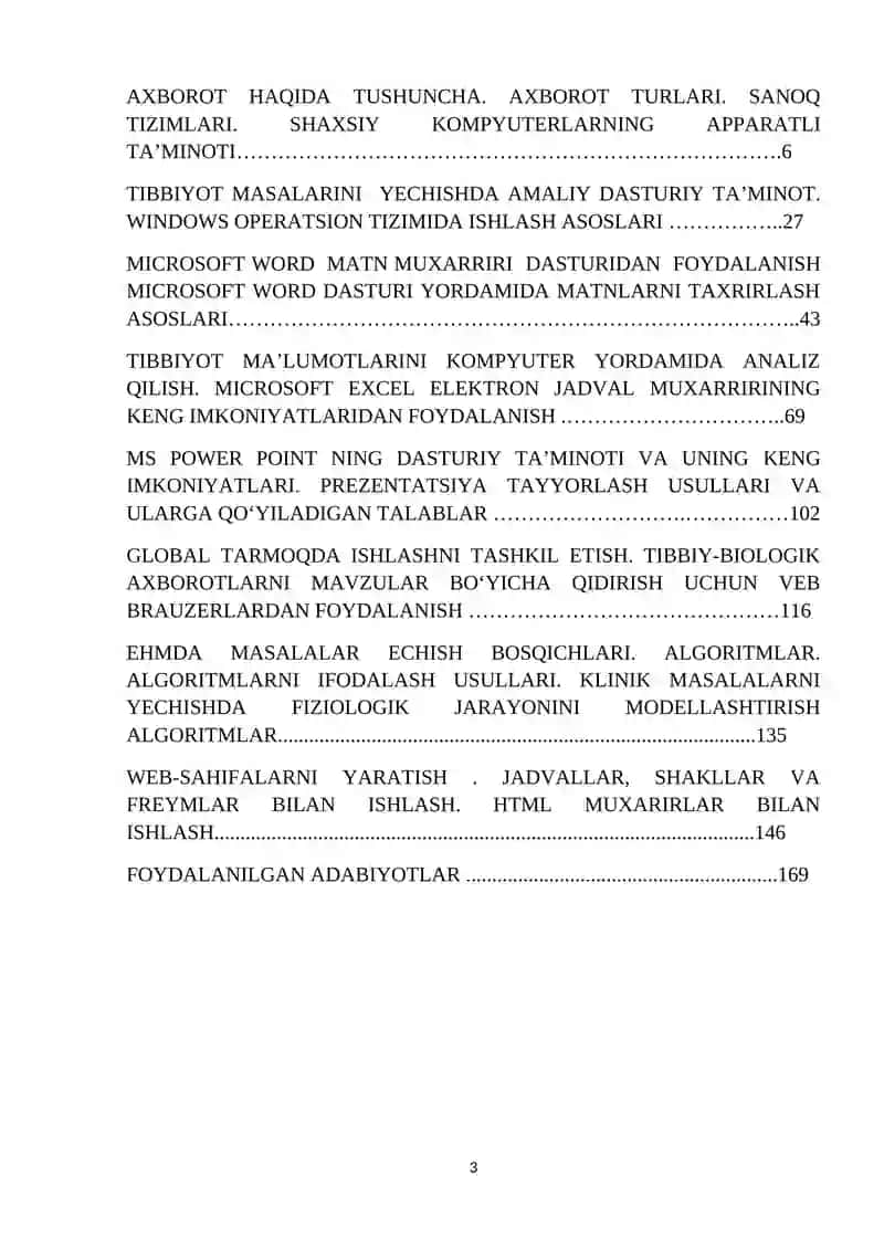 Tibbiyotda axborot texnologiyalari fanidan amaliy mashg’ulotlar 3