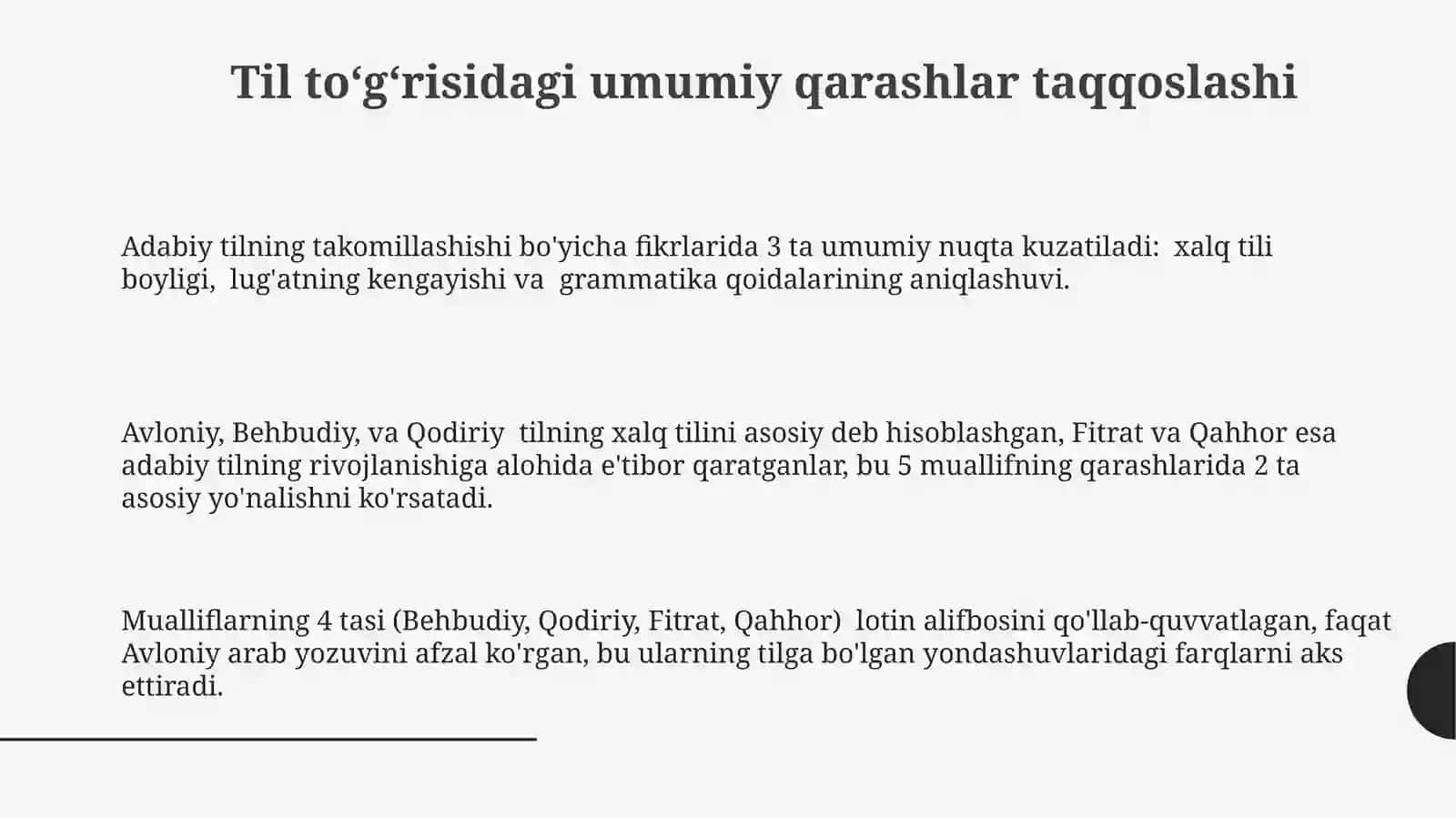 Avloniy, M. Behbudiy, A Qodiriy, A. Fitrat, A. Qahhorning Til haqidagi fikrlari 3