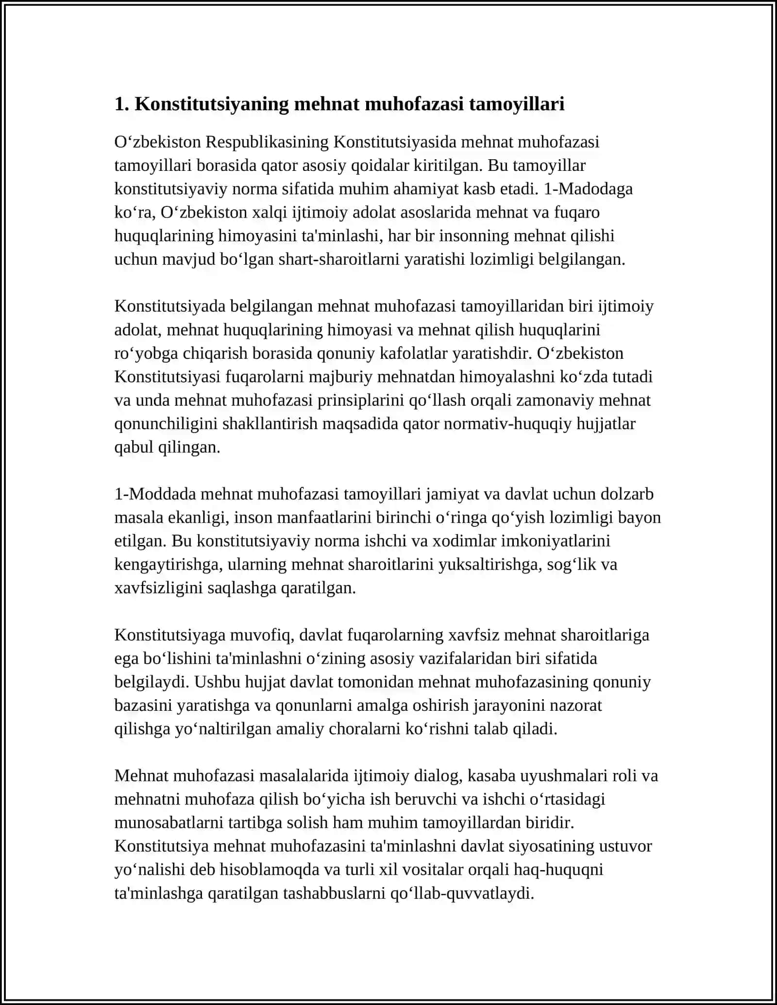 MEHNAT MUHOFAZASI MASALALARINI HAL QILISHDA O‘ZBEKISTON RESPUBLIKASI KONSTITUTSIYASINI AHAMIYATI 3