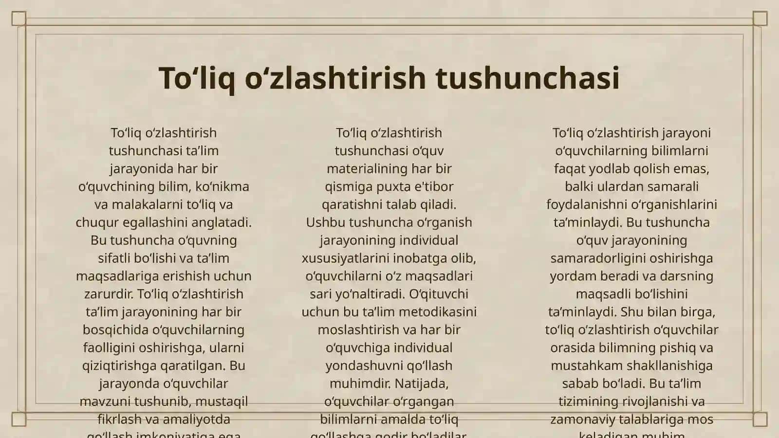 TO‘LIQ O‘ZLASHTIRISH TEXNOLOGIYASI VA M.V.KLARINNING TO‘LIQ O‘ZLASHTIRISH METODIKASI 3