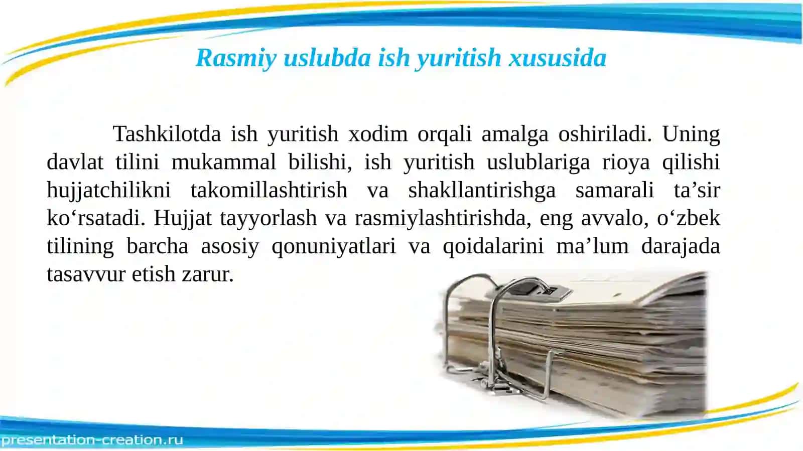Rasmiy – idoraviy uslub va uning uslubiy xususiyatlari 3