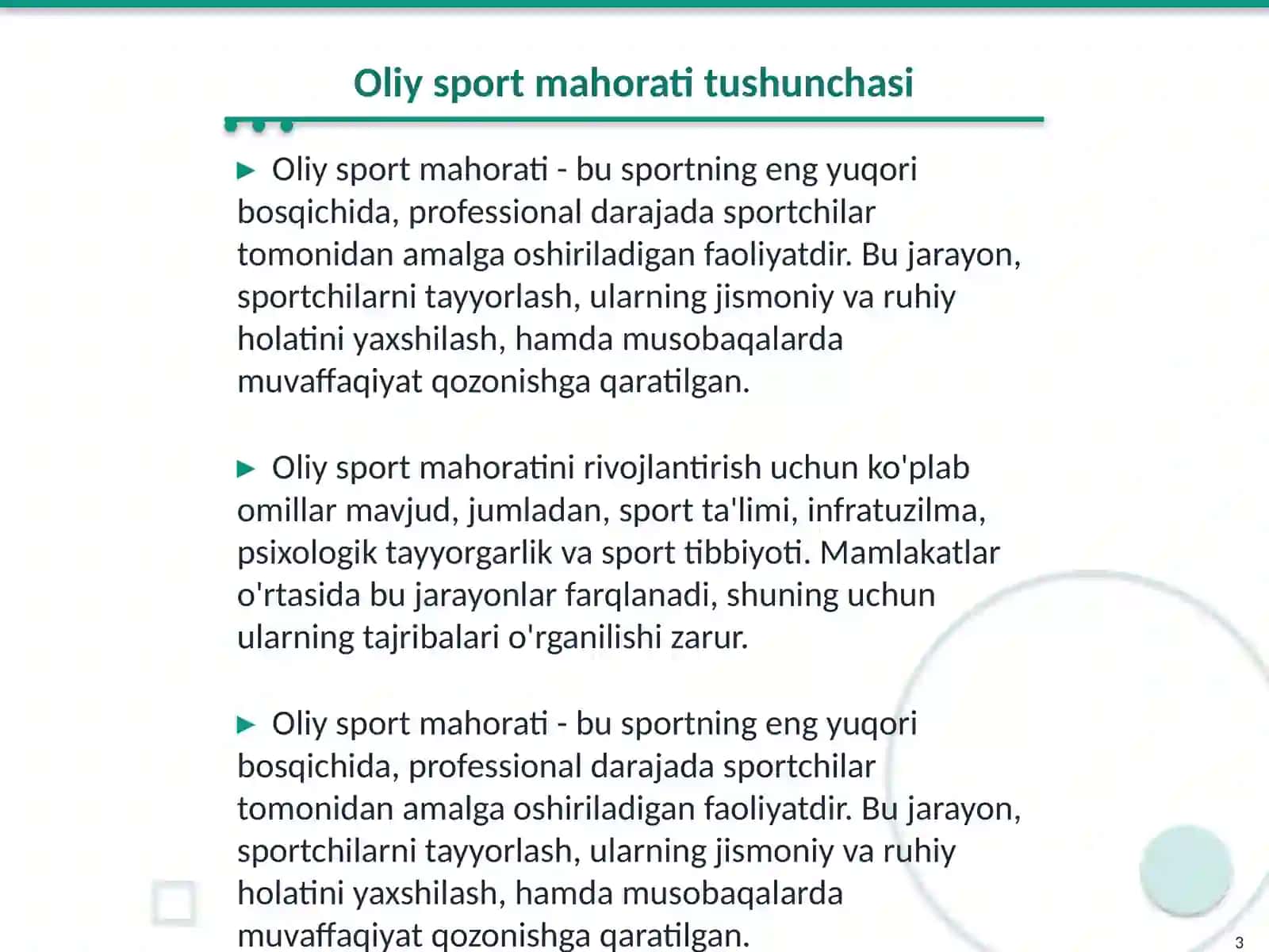 Oliy sport mahorati tahlili 3