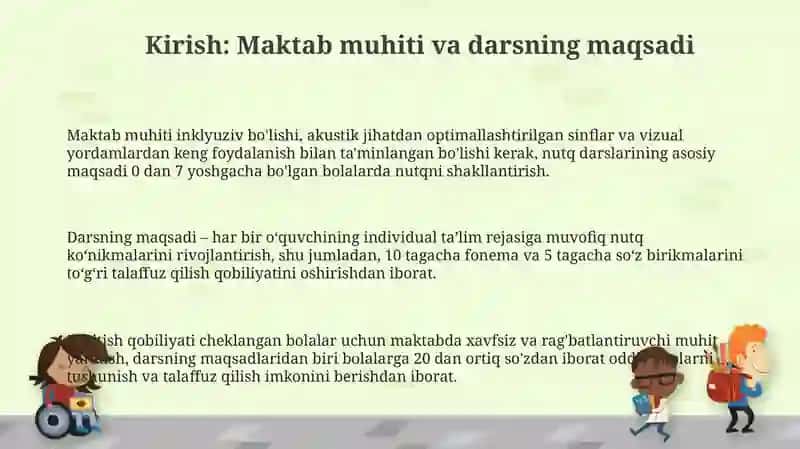 Eshitishida nuqsoni bo‘lgan bolalar maktabida nutq o‘stirish darslarini kuzatish 3