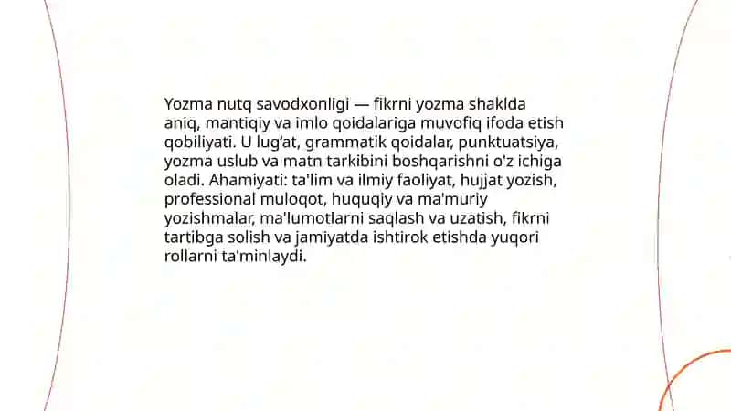 Yozma nutq savodxonligi 3