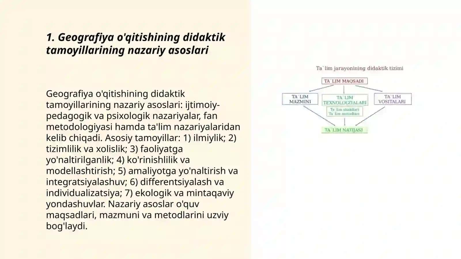 Geografiya o'qitishning didaktik tamoyillarini o'rganish va tahlil qilish 3