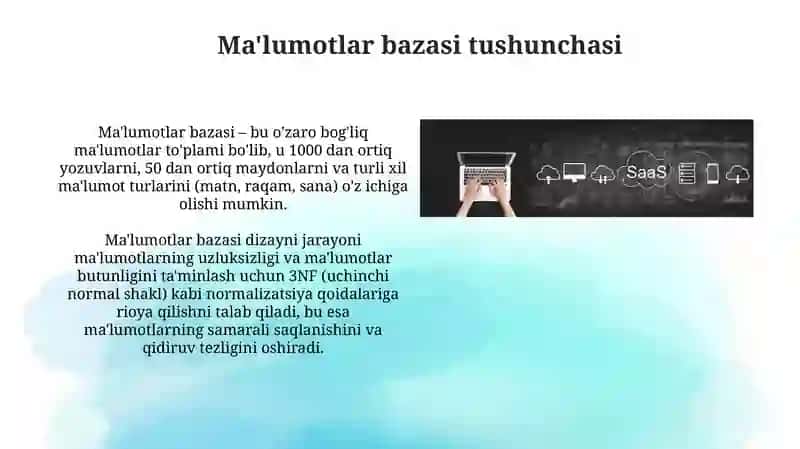 Ma'lumot axborot bilimlar bazasi va ma'lumotlarni qayta ishlash 3