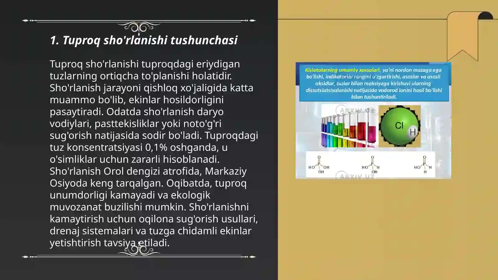 Tuproq va uning qatlamlarining asosiy shoʻrlanish faktorlari tuzlarning toʻplanishi va aralashishida daryo suvlarining roʻli 3