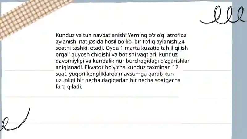 Yerning o'z o'qi atrofida aylanishining geografik oqibatlari 3