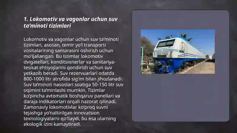 Lokomotiv va vagon xo'jaliklari suv ta'minoti 3